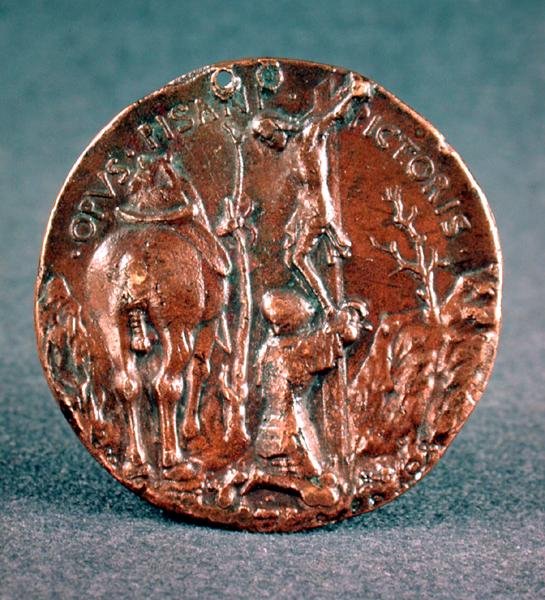 Medalj (baksidan) av Sigismondo Pandolfo Malatesta (1417-68), föreställande korsfästelsen, 1446 (för framsidan se 165742) av Matteo di Andrea de Pasti