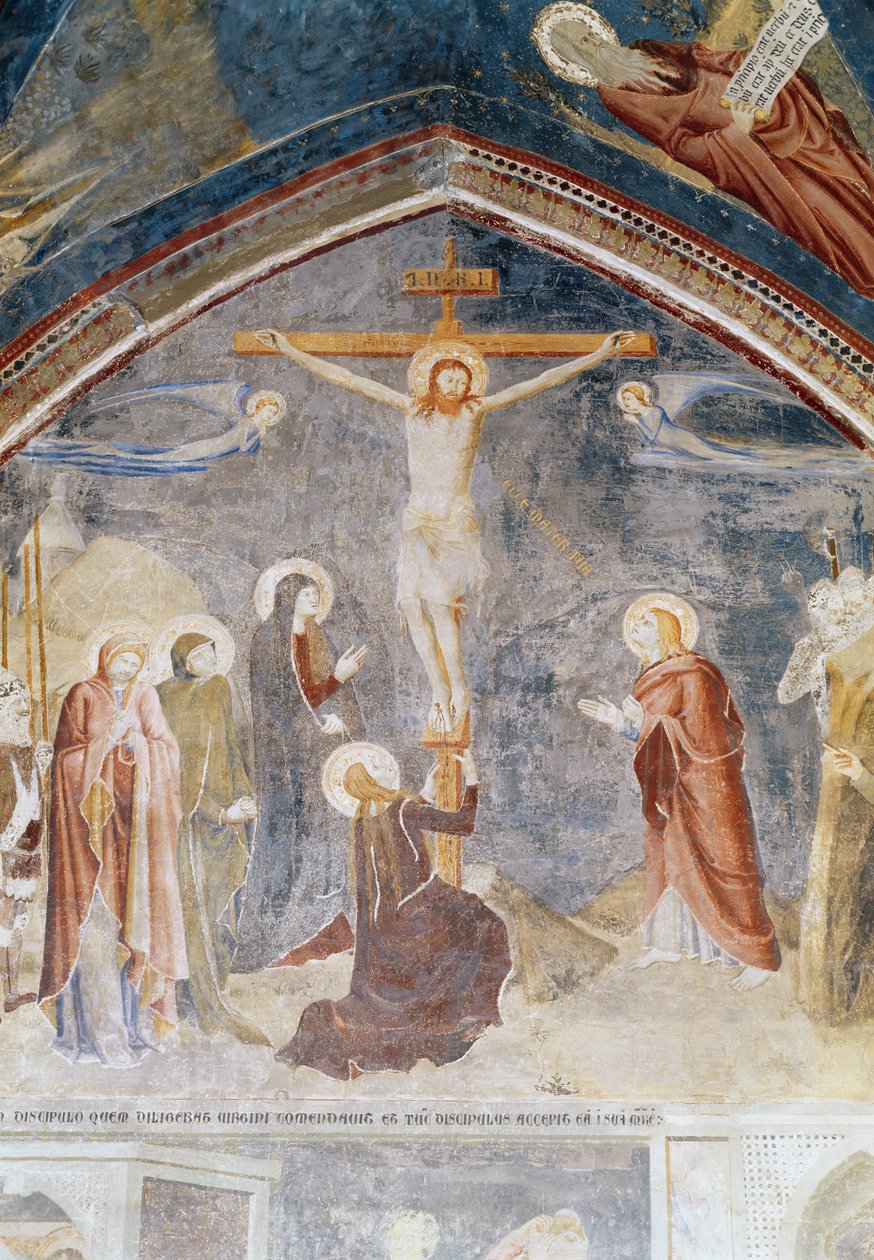 Korsfästelsen, detalj från mitten, från Johanneskapellet, 1347 av Matteo di Giovanetto da Viterbo
