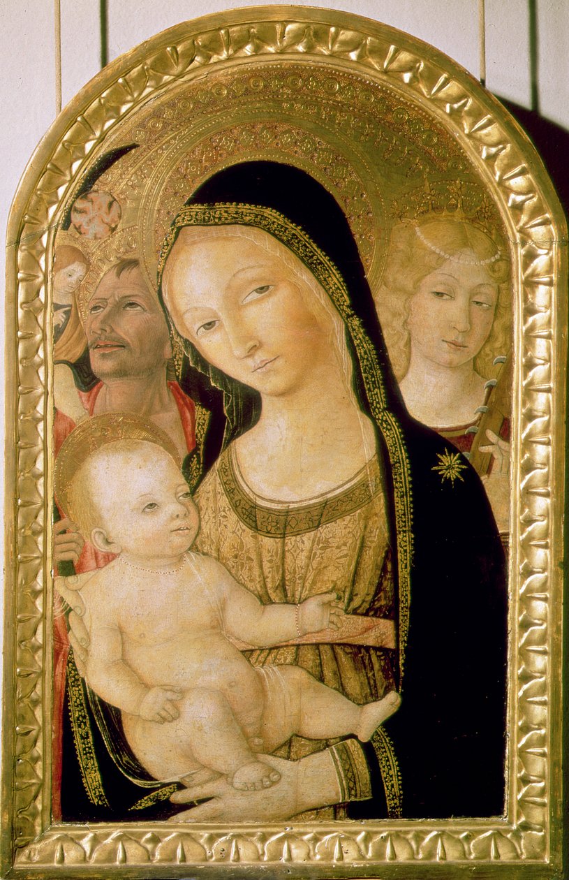 Madonna och barn med SS. Catherine och Christopher, 1470 (panel) av Matteo di Giovanni di Bartolo