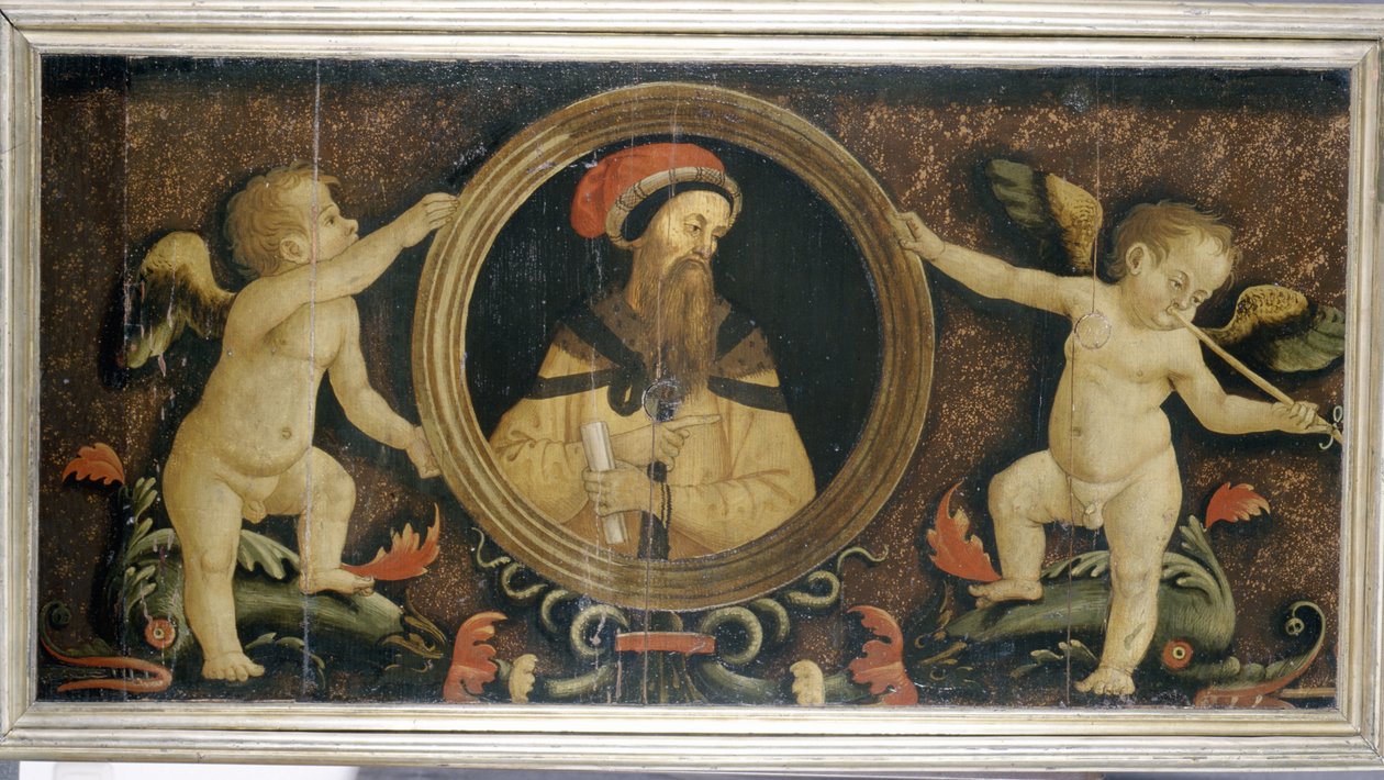 Mansporträtt med putti, ca 1510-15 (tempera på furu) av Matteo di Giuliano di Lorenzo Balducci