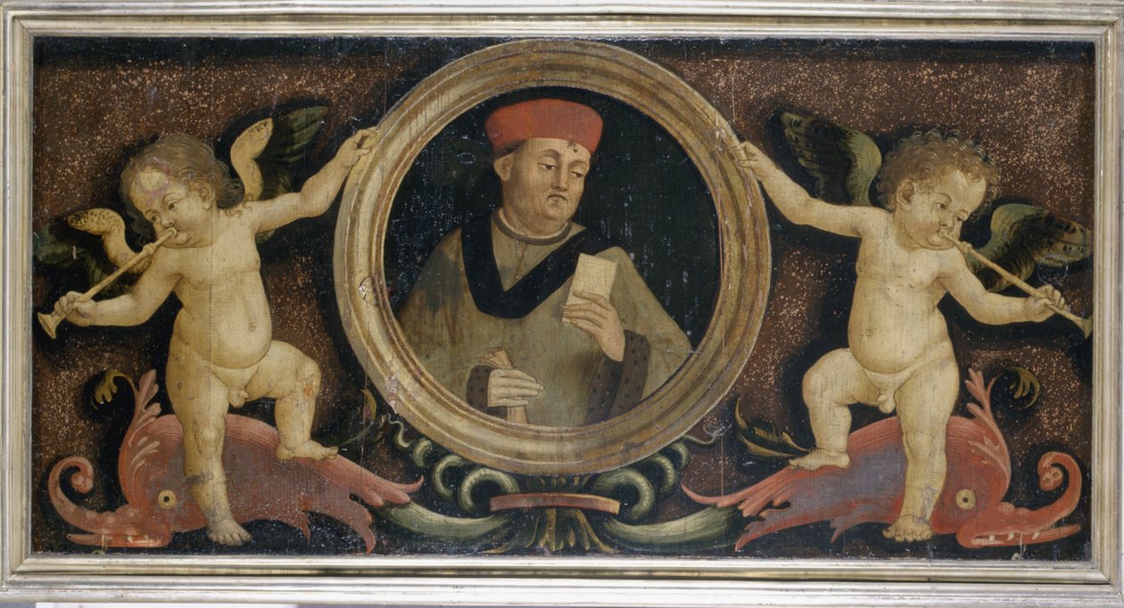 Mansporträtt med putti, ca 1510-15 (tempera på furu) av Matteo di Giuliano di Lorenzo Balducci