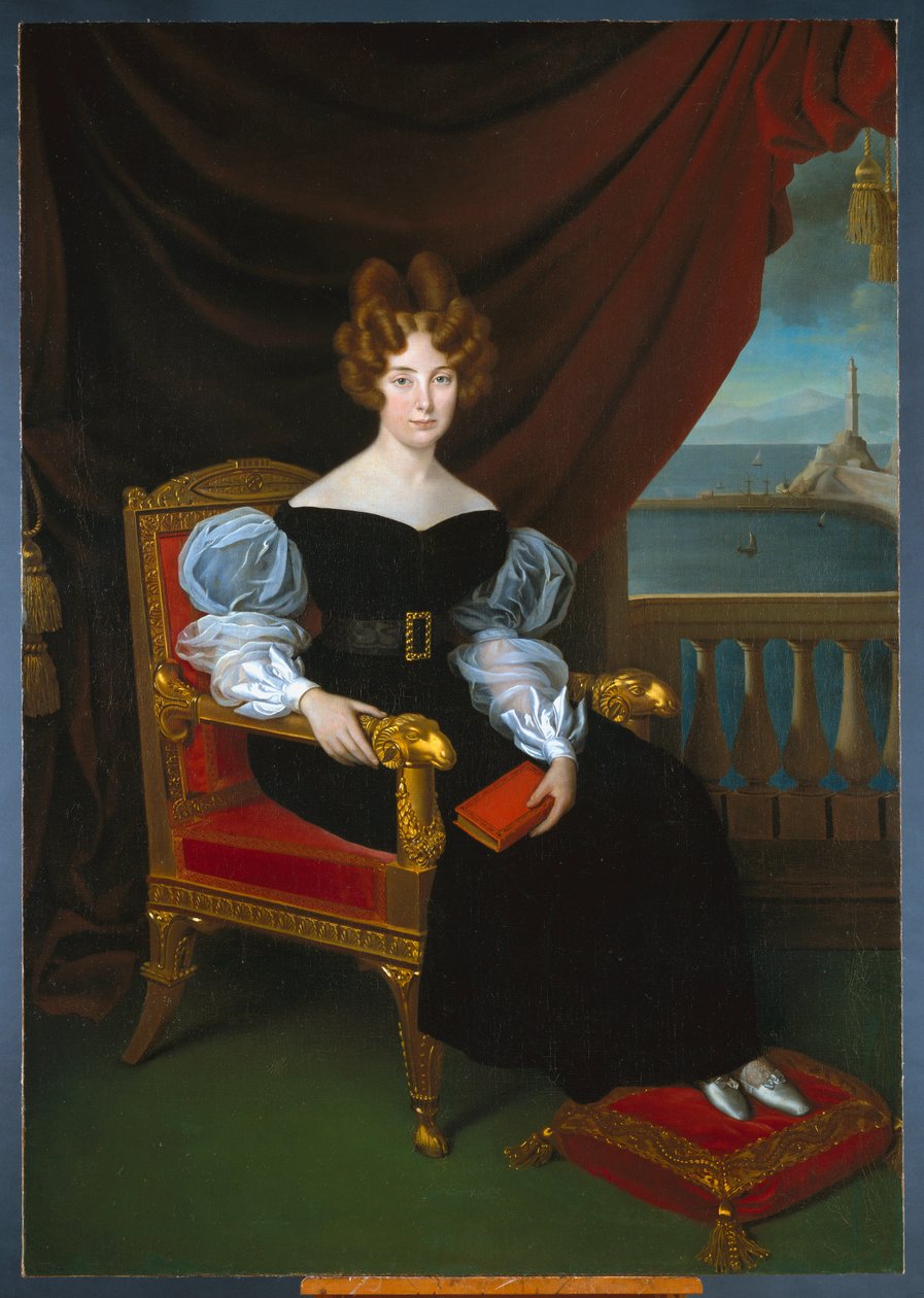 Maria Brignole Sale De Ferrari, hertiginna av Galliera (1811-1888) ”Målning av Matteo Antonio Picasso (1794-1879) Dim 191x133 cm Gener, Nya gatumuseer av Matteo Antonio Picasso