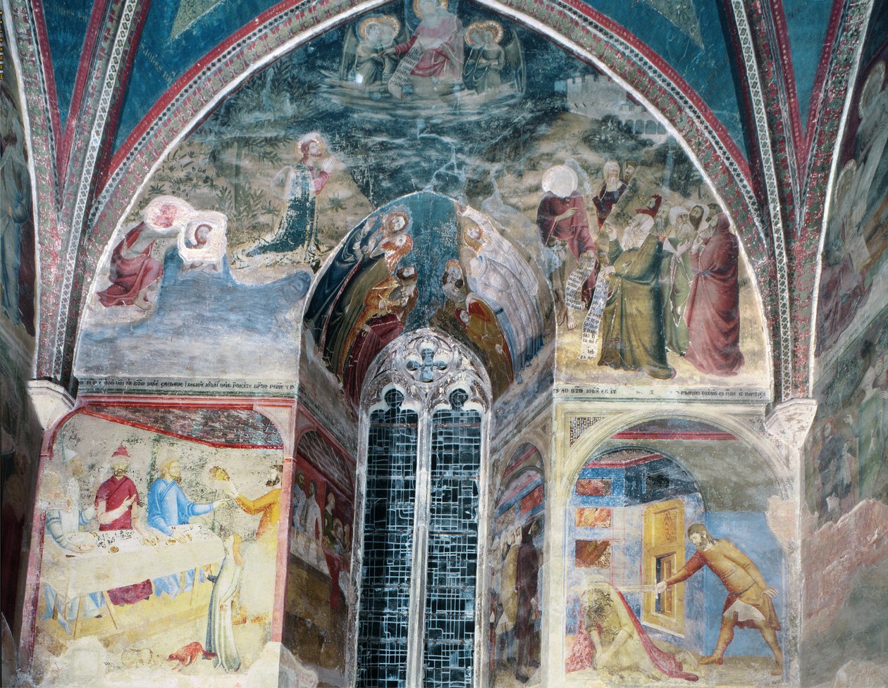 Scener från The Life of St. John the Baptist, från The Chapel of St. Jean, 1346-48 (se även 87124 och 1778223) av Matteo Giovanetti