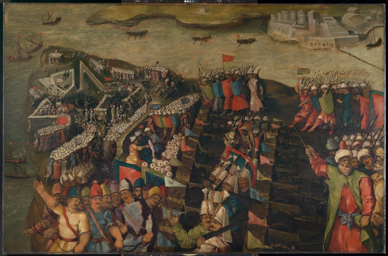 Belägringen av Malta: erövringen av St Elmo, 23 juni 1565, slutet av 1500-talet (olja på duk) av Matteo Perez d