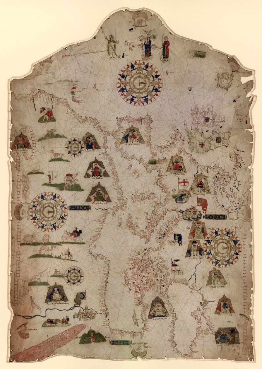 Karta över Medelhavet, Svarta havet och västra Europas och nordvästra Afrikas kuster, ca 1559 av Matteo Prunes
