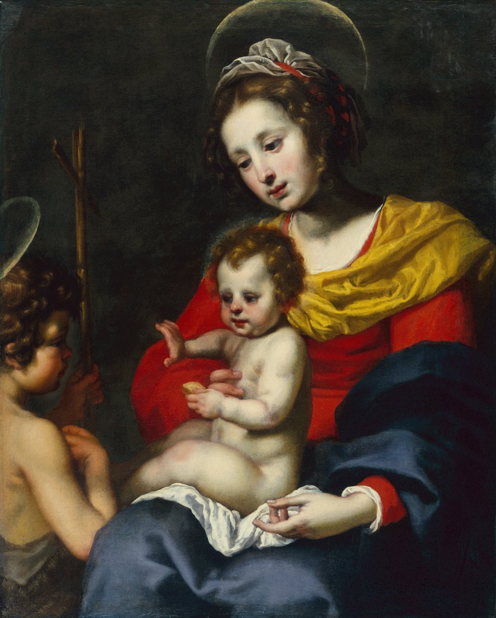 Madonnan och barnet med spädbarnet Johannes Döparen (olja på duk) av Matteo Rosselli