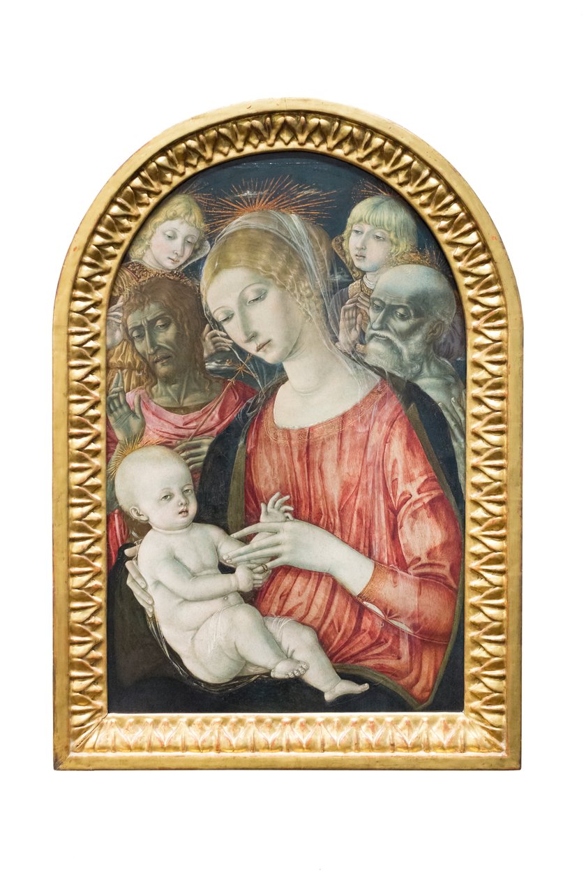 Madonna och barn med änglar, Johannes Döparen och St Hieronymus av Matteo di (c.1430 95) Giovanni