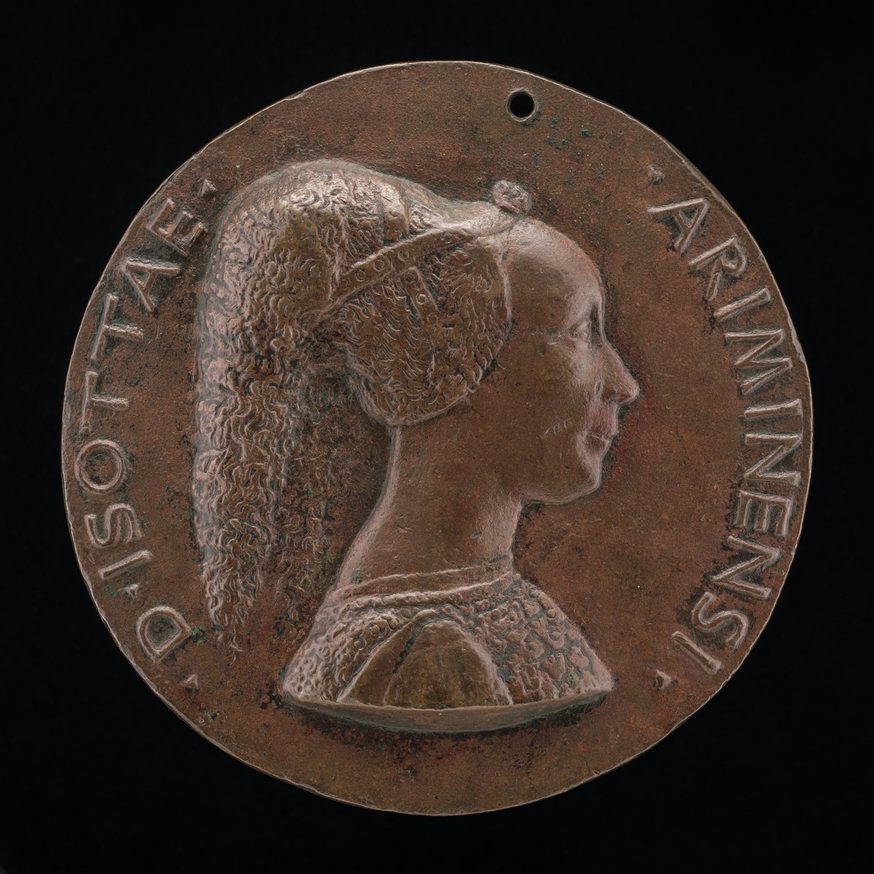 Isotta degli Atti, 14321433-1474, älskarinna 1446, sedan hustru efter 1453, till Sigismondo Malatesta [obv av Matteo di Andrea de Pasti