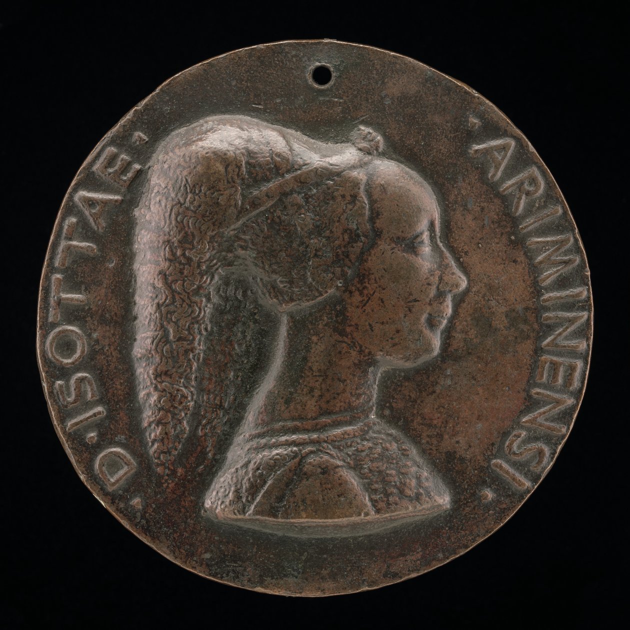 Isotta degli Atti, 14321433-1474, älskarinna 1446, sedan hustru efter 1453, till Sigismondo Malatesta [obv av Matteo di Andrea de Pasti