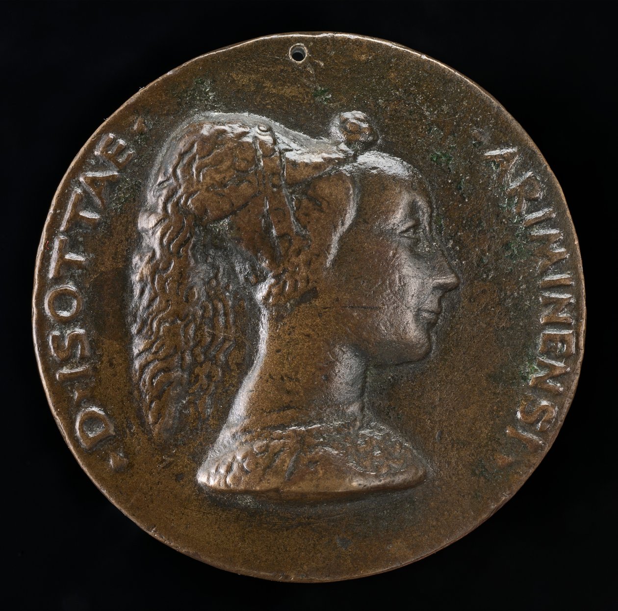 Isotta degli Atti, 14321433-1474, älskarinna 1446, sedan hustru efter 1453, till Sigismondo Malatesta [obv av Matteo di Andrea de Pasti