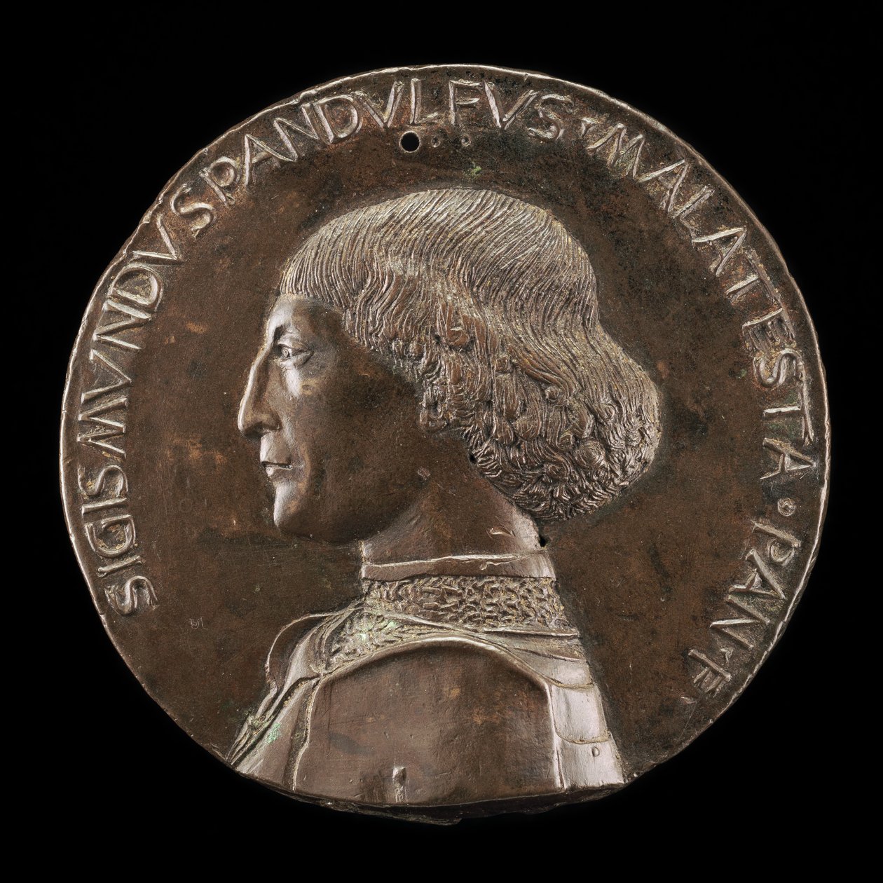 Sigismondo Pandolfo Malatesta, 1417-1468, herre av Rimini och Fano [framsidan], 1446. av Matteo di Andrea de Pasti