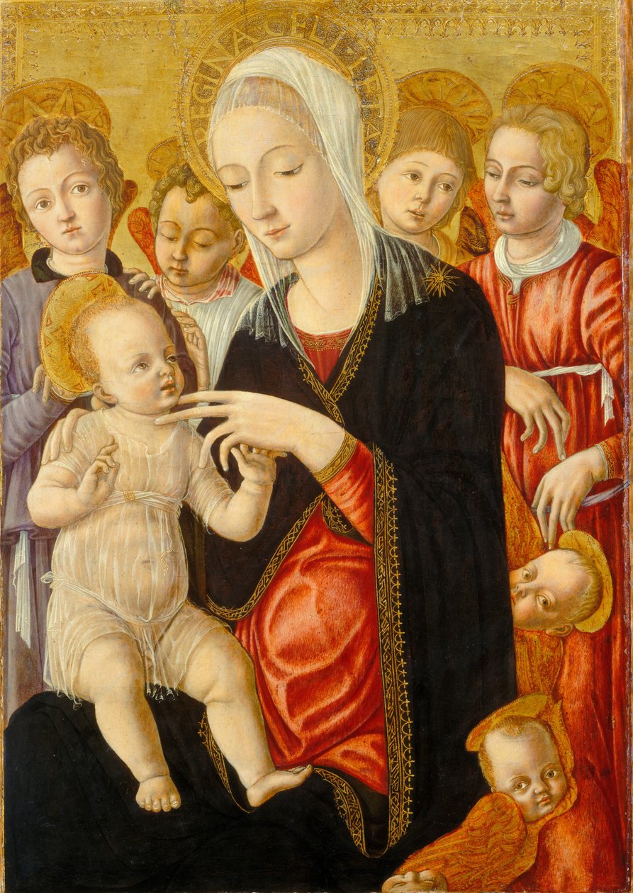Madonna och barn med änglar och keruber av Matteo di Giovanni