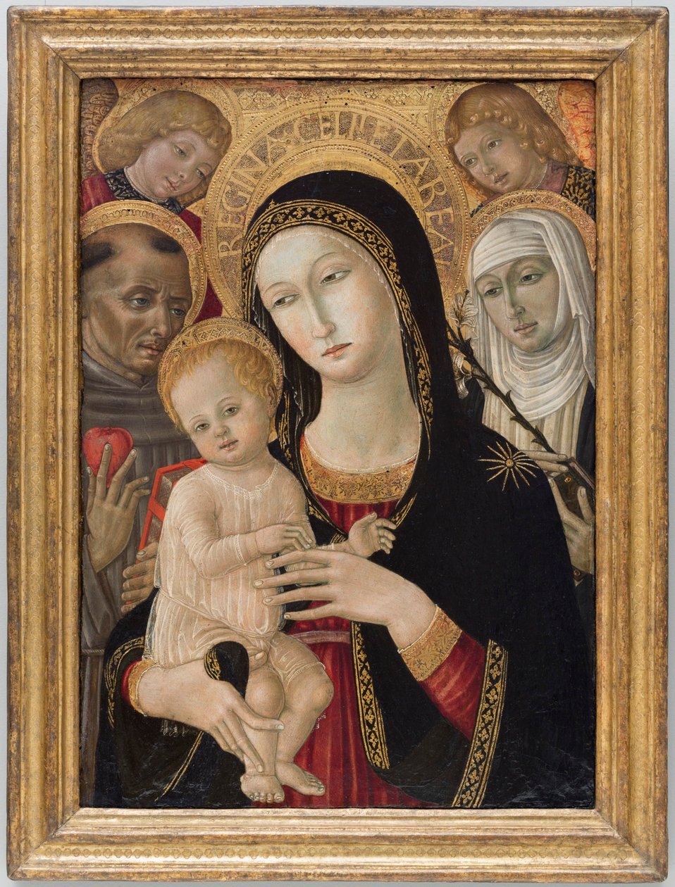 Madonna och barnet med S:ta Katarina av Siena, S:t Antonius av Padua och änglar av Matteo di Giovanni