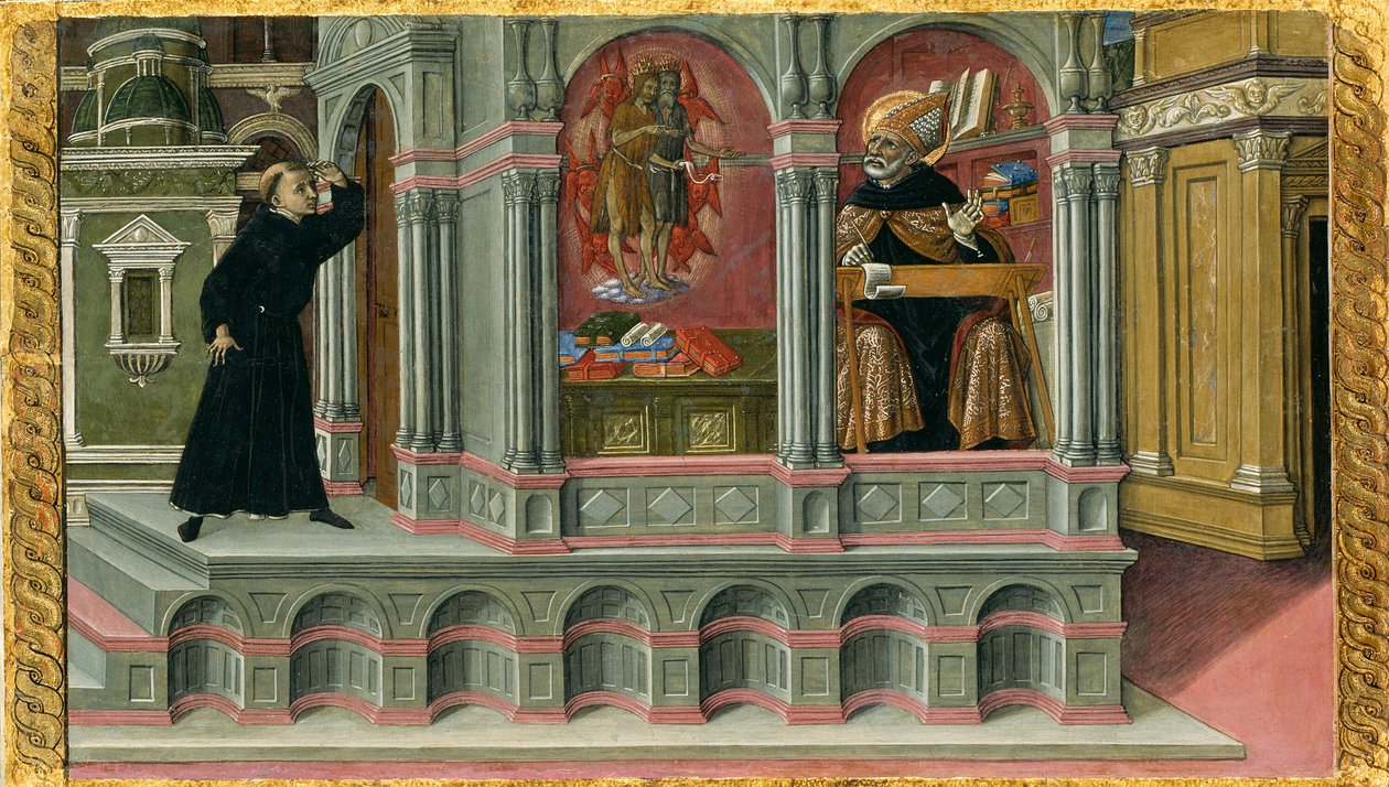 Sankt Augustinus vision av de heliga Hieronymus och Johannes Döparen av Matteo di Giovanni