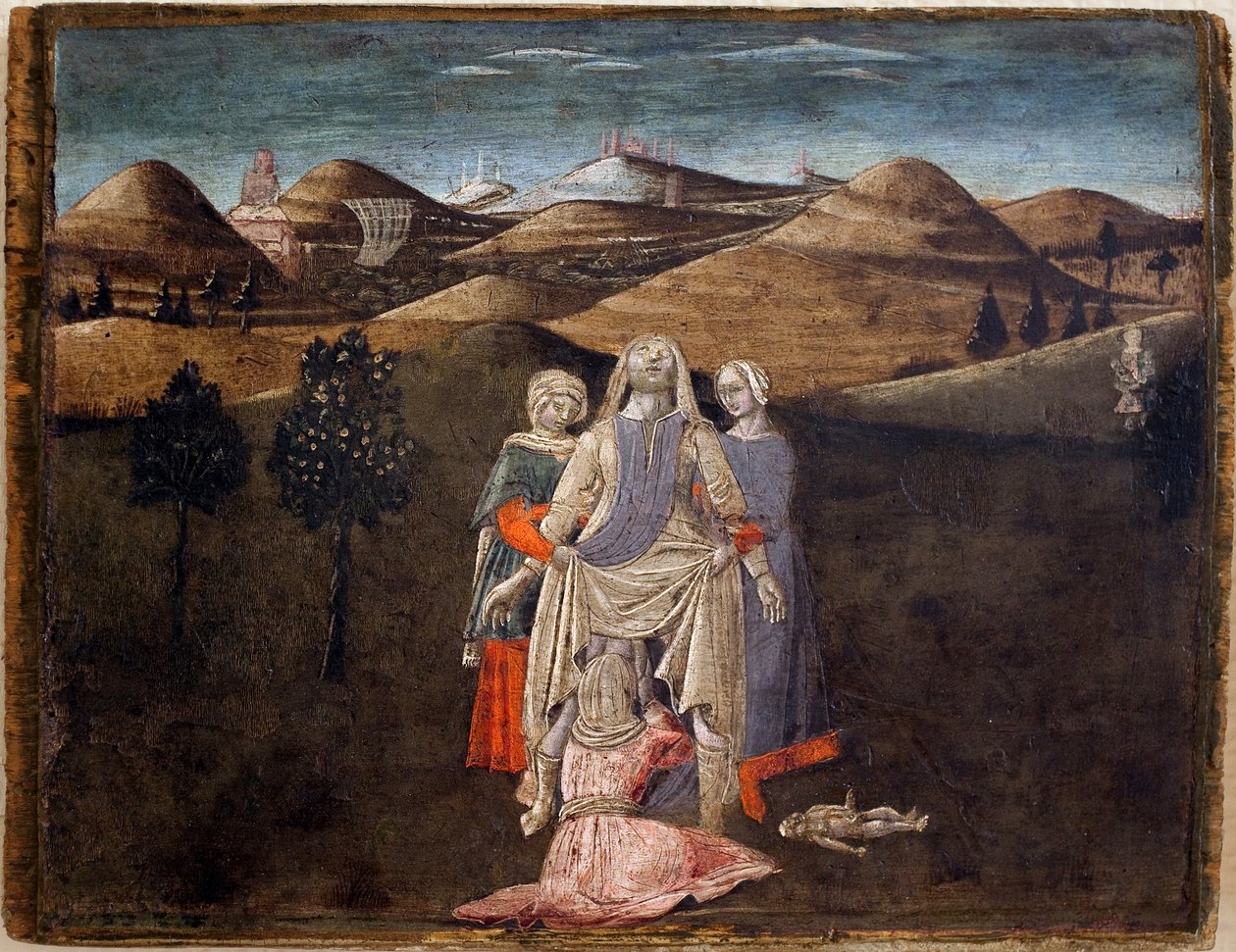 Legenden om Romulus och Remus: Rhea Silvias födelse. Målning av Matteo di Giovanni (1430-1495), detempe på trä, 27,9 x 35,7 cm. Italiensk konst 1400-talet. Musee des Beaux Arts de Libourne. av Matteo di Giovanni di Bartolo