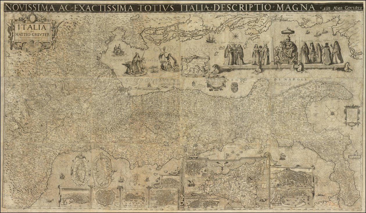1630 års karta över Italien av Matthaeus Greuter, publicerad 1657 av Stefano Scolari av Matthaus Greuter