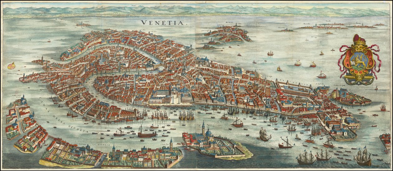 Venedig i fågelperspektiv 1636 av Matthäus Merian av Matthaus Merian