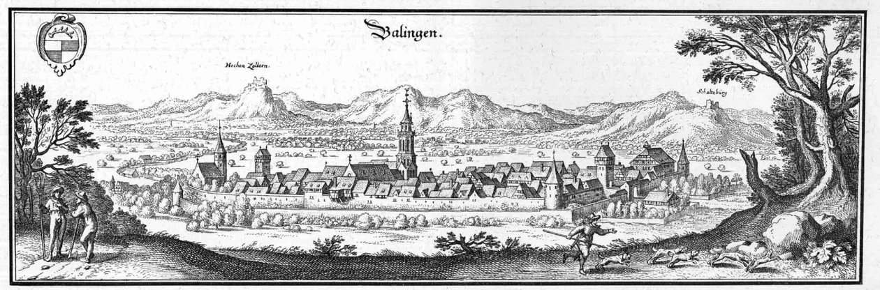 Balingen - utdrag ur Topographia Sueviae (Schwaben) av Matthaus Merian