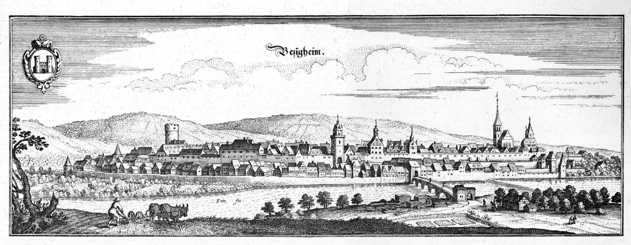 Besigheim - utdrag ur Topographia Sueviae (Schwaben) av Matthaus Merian