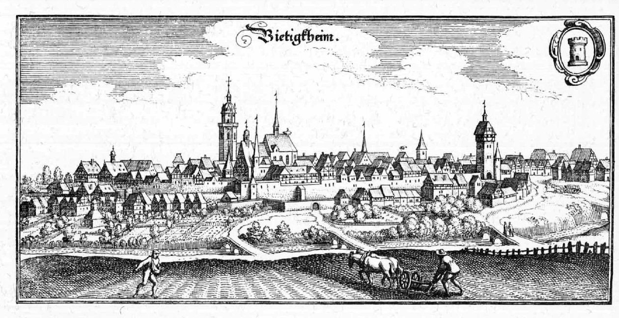 Bietigheim - utdrag ur Topographia Sueviae (Schwaben) av Matthaus Merian