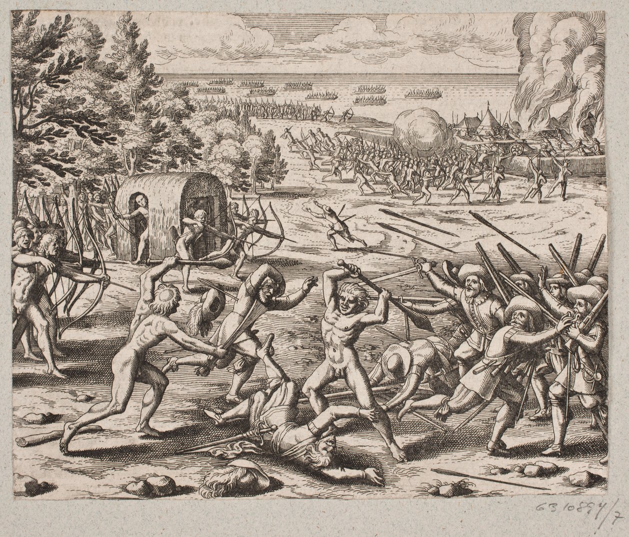 Så snart de anlände till vildarnas bosättning, såg herr Saint. John 300 Karibien av Matthäus Merian d.Æ.