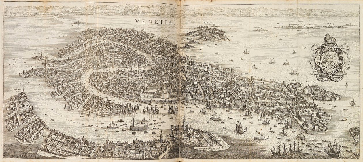 Panorama över Venedig. Från Newe Archontologia cosmica av Johann Ludwig Gottfried, 1646. av Matthaus the Elder Merian