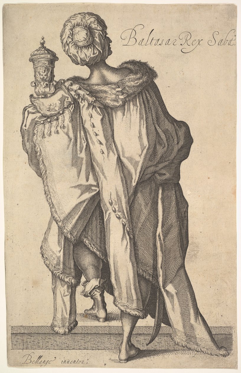 Balthasar, efter figur i The Adoration of the Magi av Jacques Bellange, ca. 1610-50. av Matthaus Merian