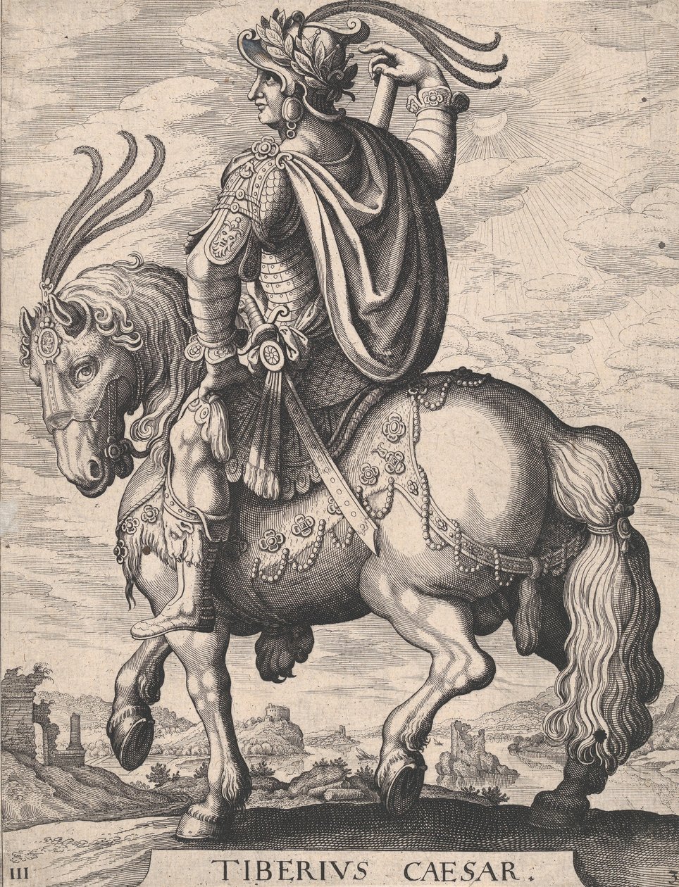 Plåt 3: Kejsar Tiberius till häst, från 