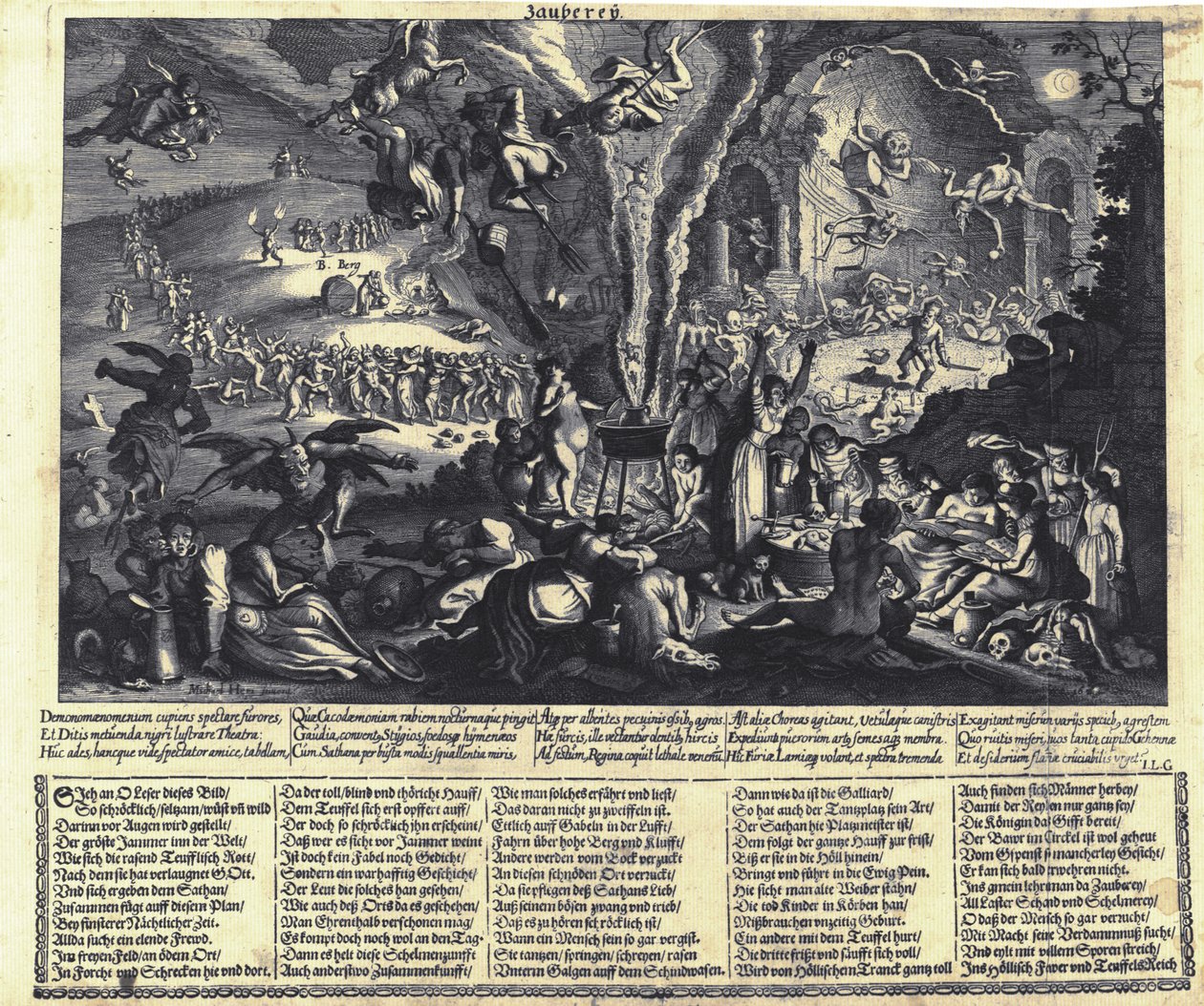 Häxorna sabbat av Matthaus the Elder Merian