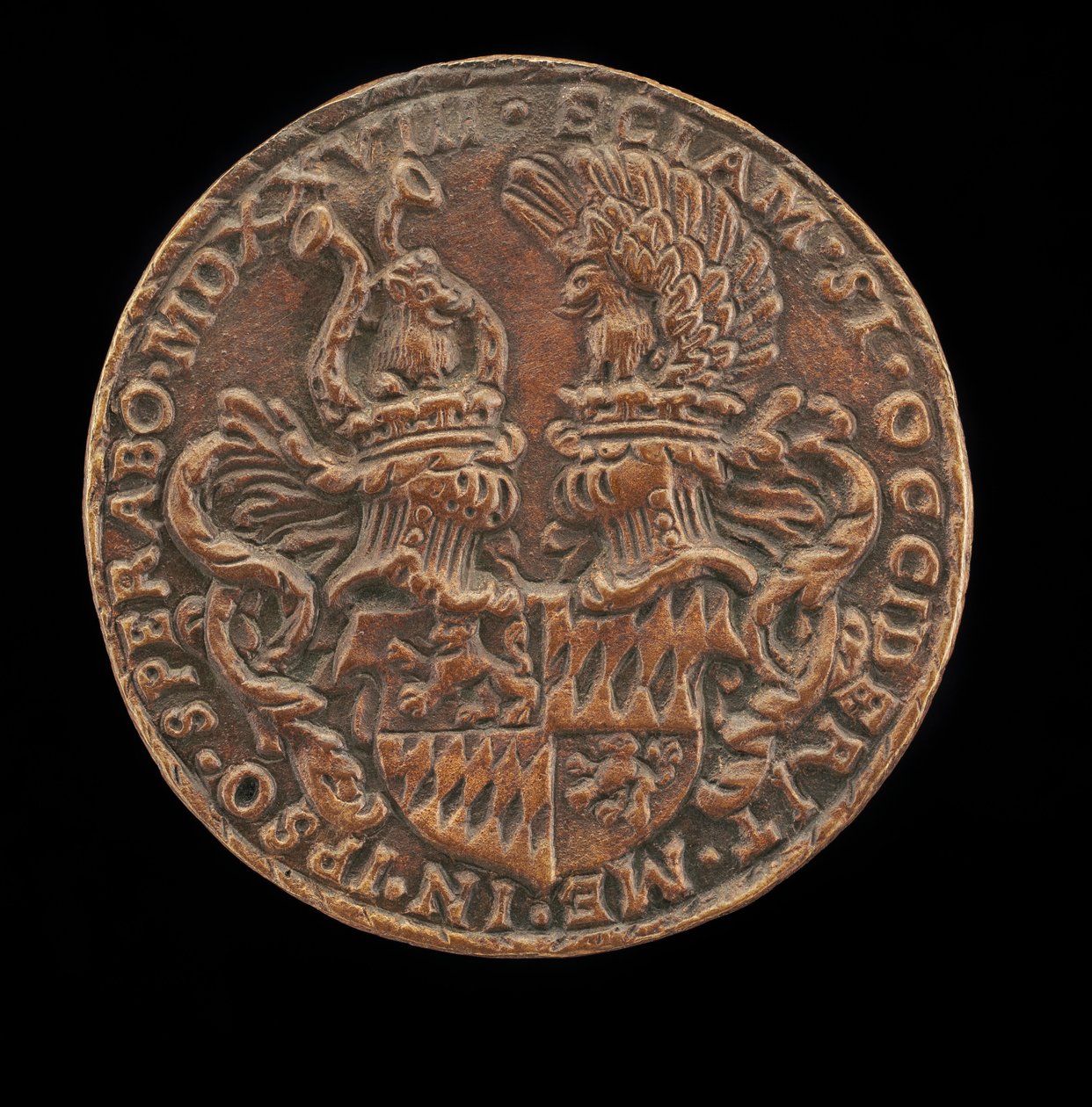 Sköld med Casques and Crests [omvänd], 1528. av Matthes Gebel