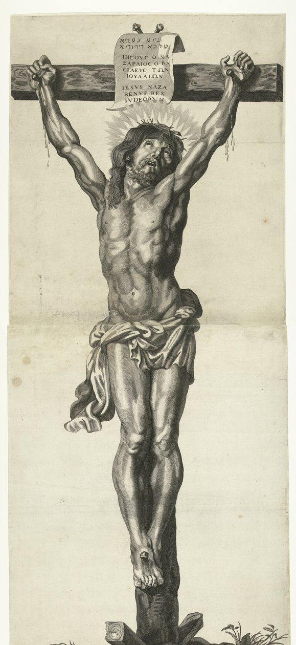 Kristus på korset Serie av Ecce Homo, Kristus korsfäste, Jungfru Maria och Johannes evangelisten av Mattheus Borrekens