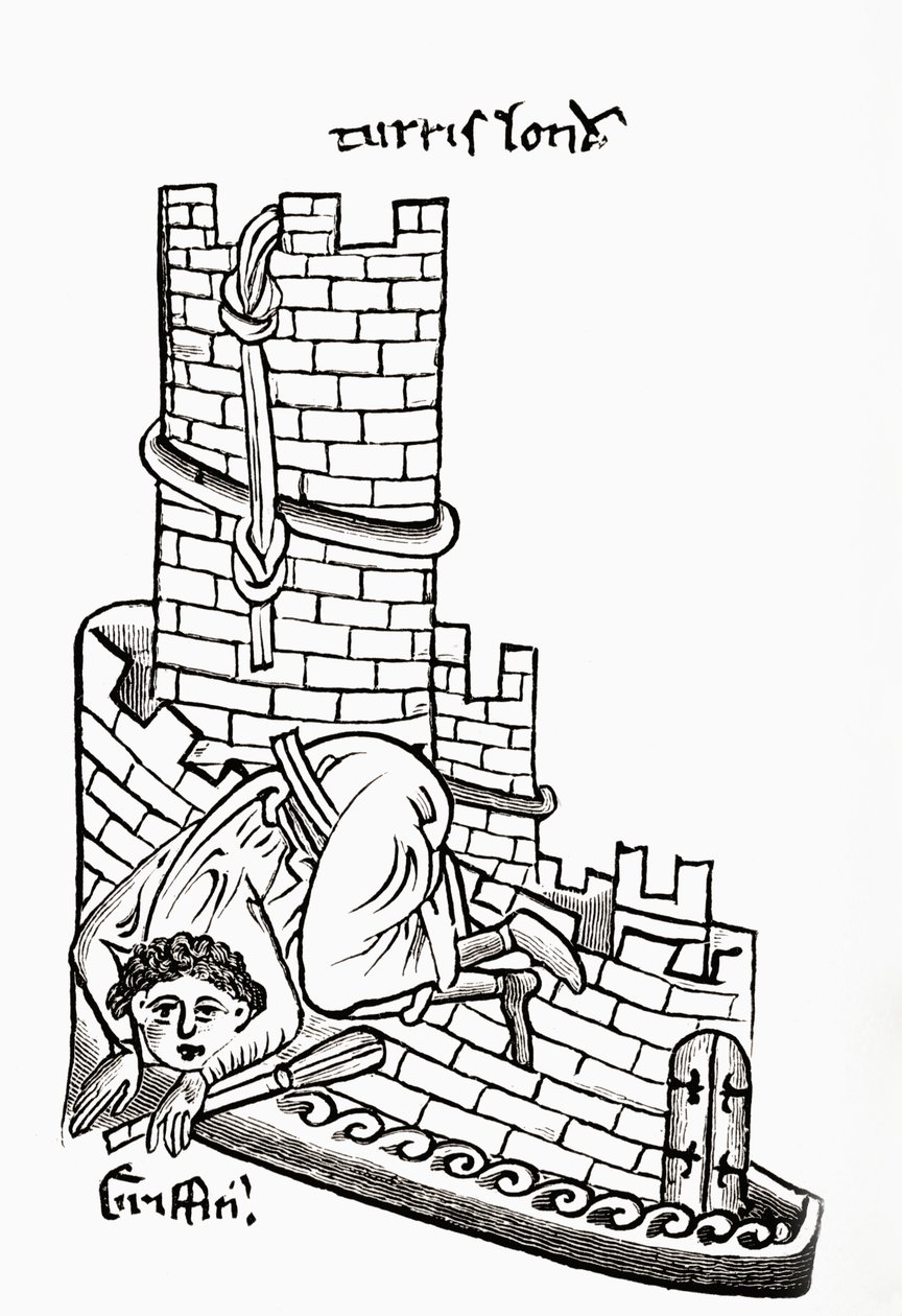 Gruffydd försöker fly från Towern i London 1243, från "A Short History of the English People" av J. R. Green, publicerad 1893 av Matthew Paris