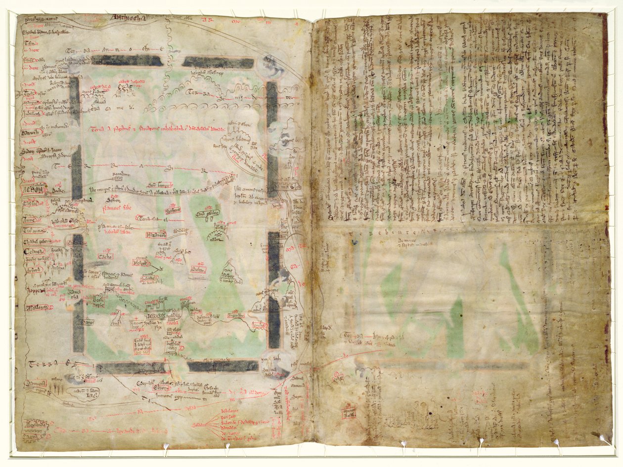 MS CCC 2* f.2v Karta över Palestina (pergament) av Matthew Paris