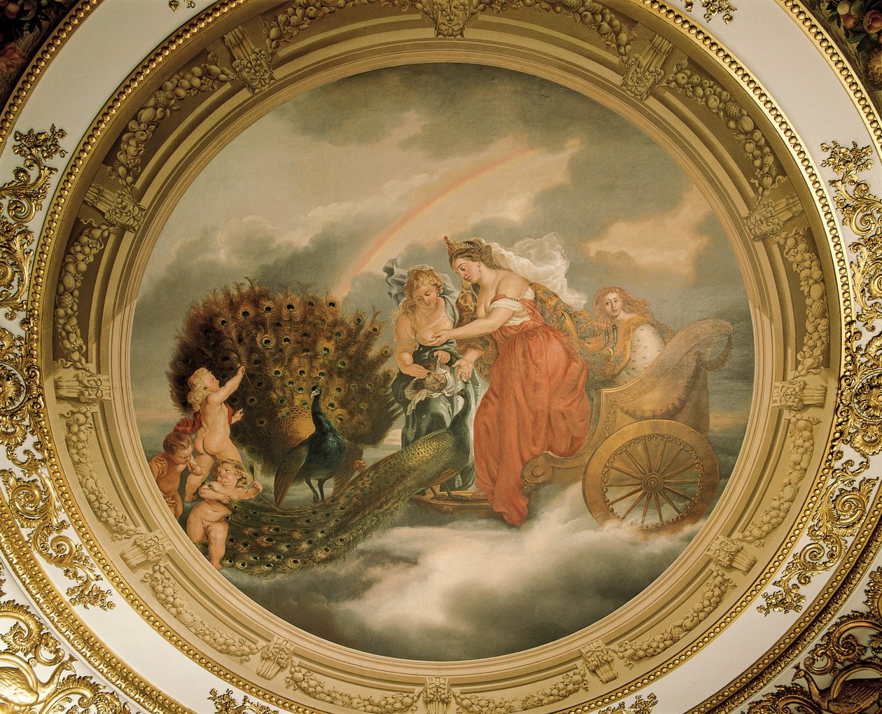 Juno i sin vagn med två påfåglar, taket i Elizabeth Saloon av Matthew Cotes Wyatt