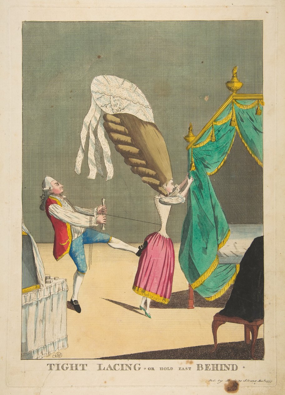 Tät snörning eller håll fast bakom, 1 mars 1777. av Matthew Darly