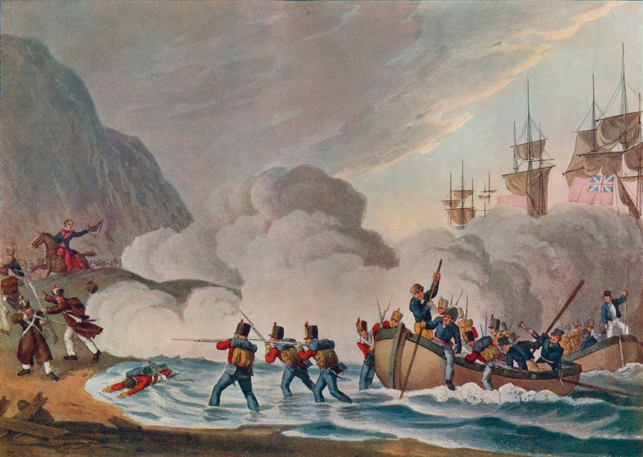 Landsättande trupper i ansiktet på fienden, c1820 1909 av Matthew Dubourg
