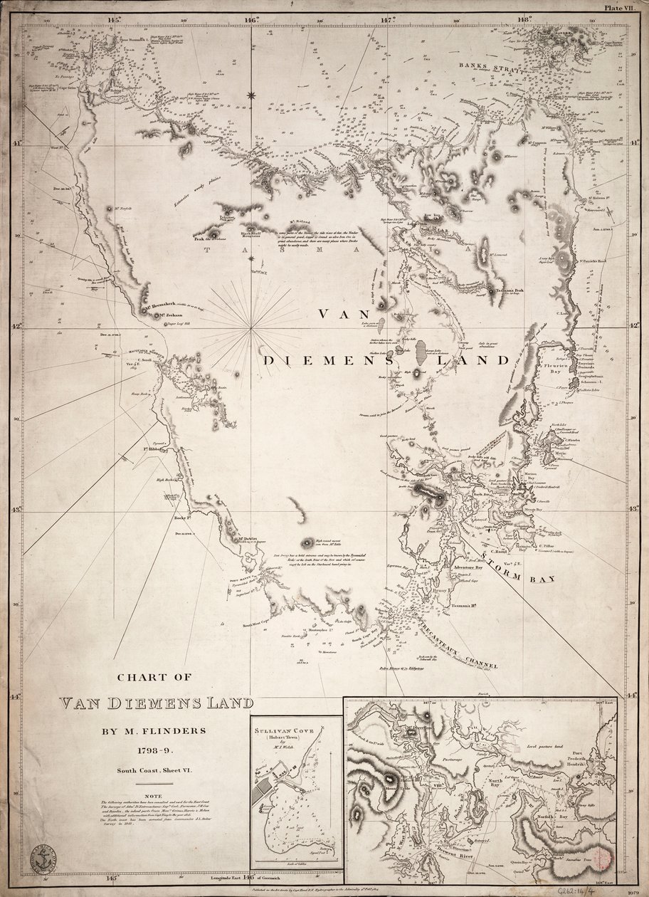 Karta över Van Diemens Land, blad VI av Matthew Flinders