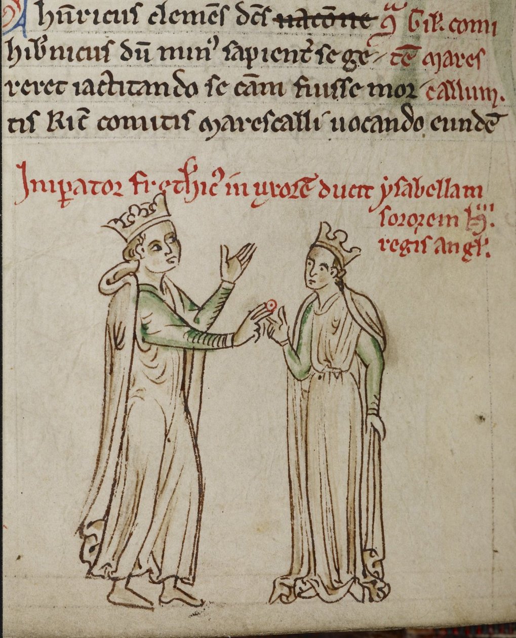 Fredrik II och Isabella av England Från Historia Anglorum, Chronica majora av Matthew Paris