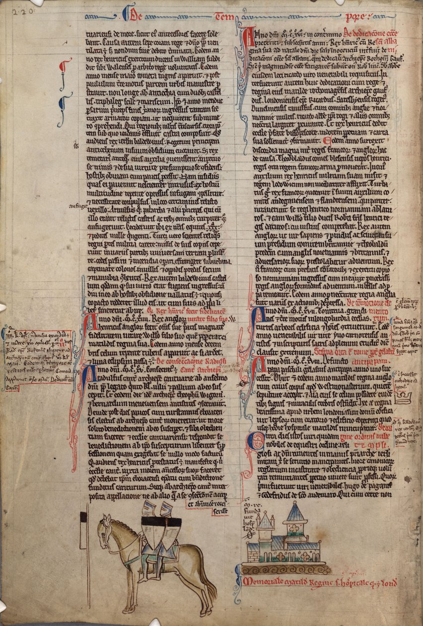 Två tempelriddare på en häst Från Chronica maiora I av Matthew Paris, 1200-talet av Matthew Paris