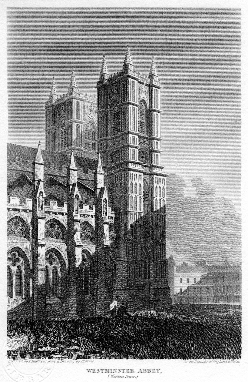 Western Towers, Westminster Abbey, London, 1815. av Matthews
