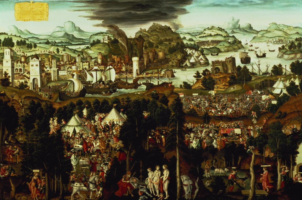 The Judgment of Paris and the Trojan War, 1540 (för detaljer se 95096) av Matthias Gerung or Gerou