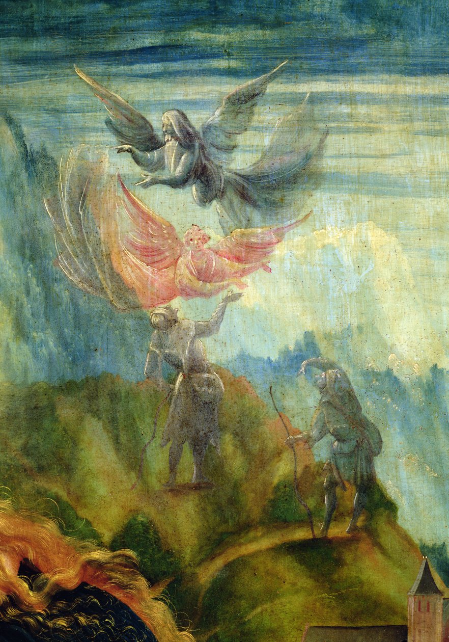 Bebådelse till herdarna, från Isenheims altartavla, 1512-15 av Matthias Grünewald