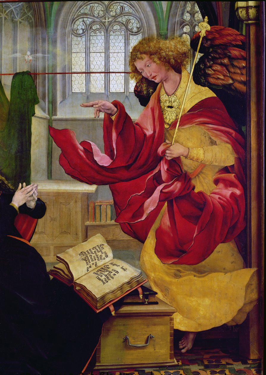 Ärkeängeln Gabriel, detalj från kungörelsen från Isenheim-altavlan, ca 1512-16 av Matthias Grünewald