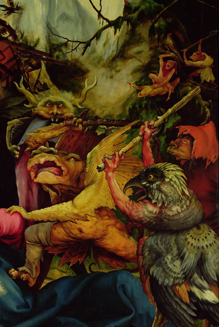 Demoner beväpnade med käppar från Isenheims altartavla, ca 1512-16 (se även 62331) av Matthias Grünewald