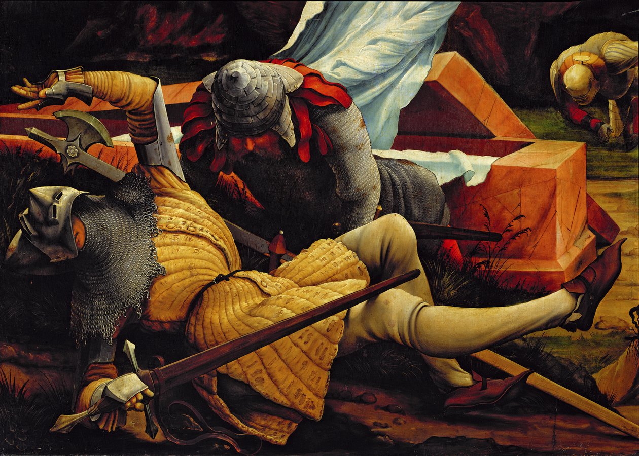 Soldater som vaktar Kristi grav vid uppståndelsen, detalj från Isenheims altartavla, ca 1512-16 av Matthias Grünewald