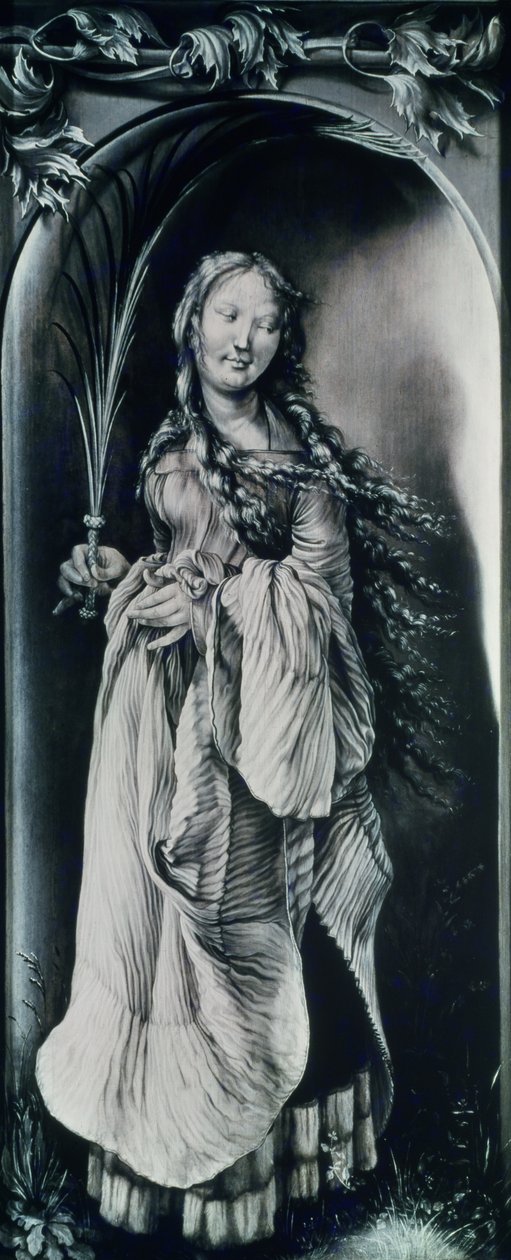 St. Lucy (c.283-c.304) (grisaille) av Matthias Grünewald