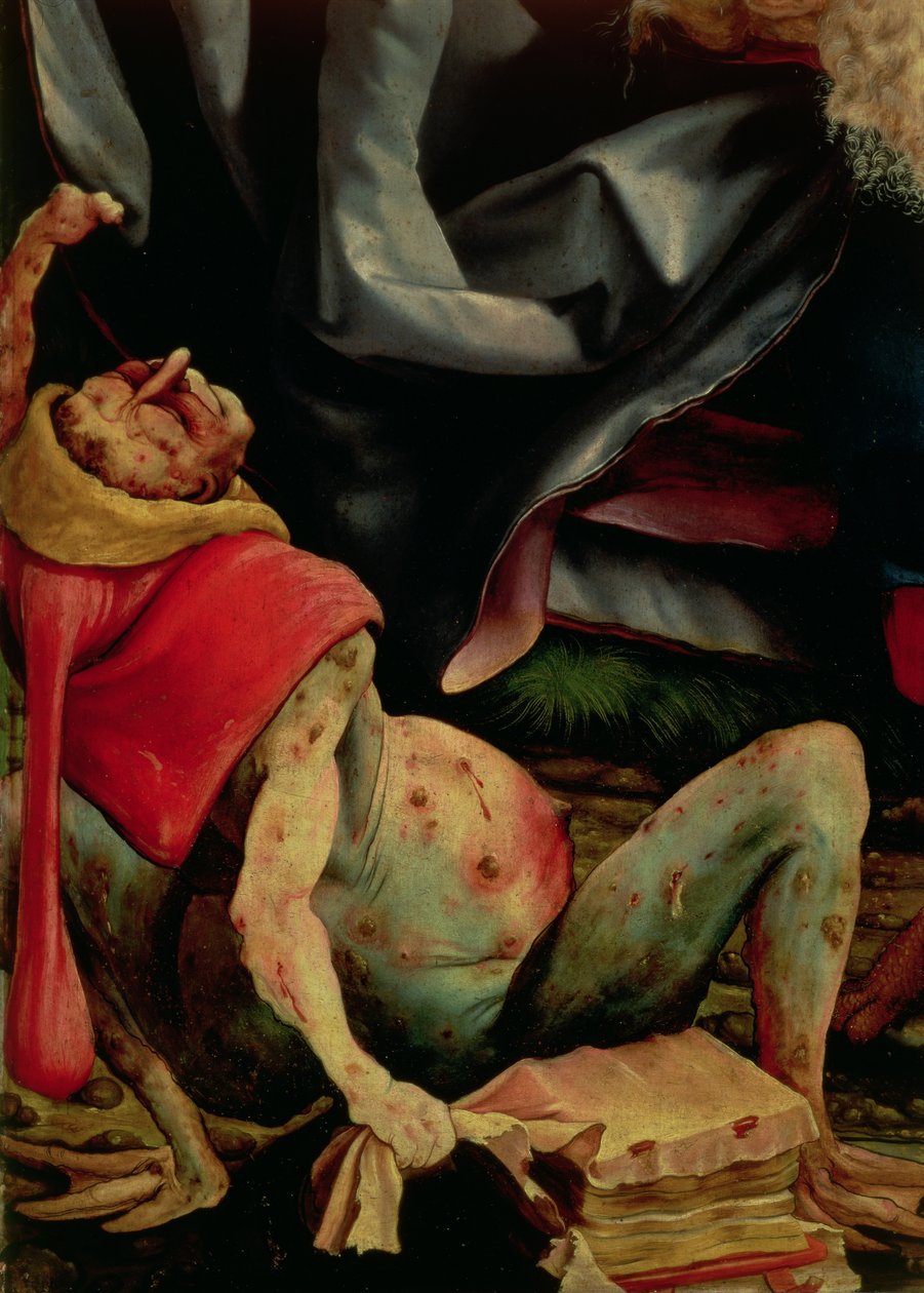 Lidande man, detalj från baksidan av Isenheim altartavla, c.1510-15 av Matthias Grünewald
