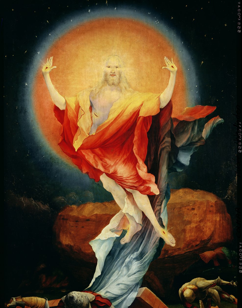 Kristi uppståndelse, från högra flygeln av Isenheim-altartavlan, ca 1512-16 olja på paneldetalj från 17677 av Matthias Grünewald