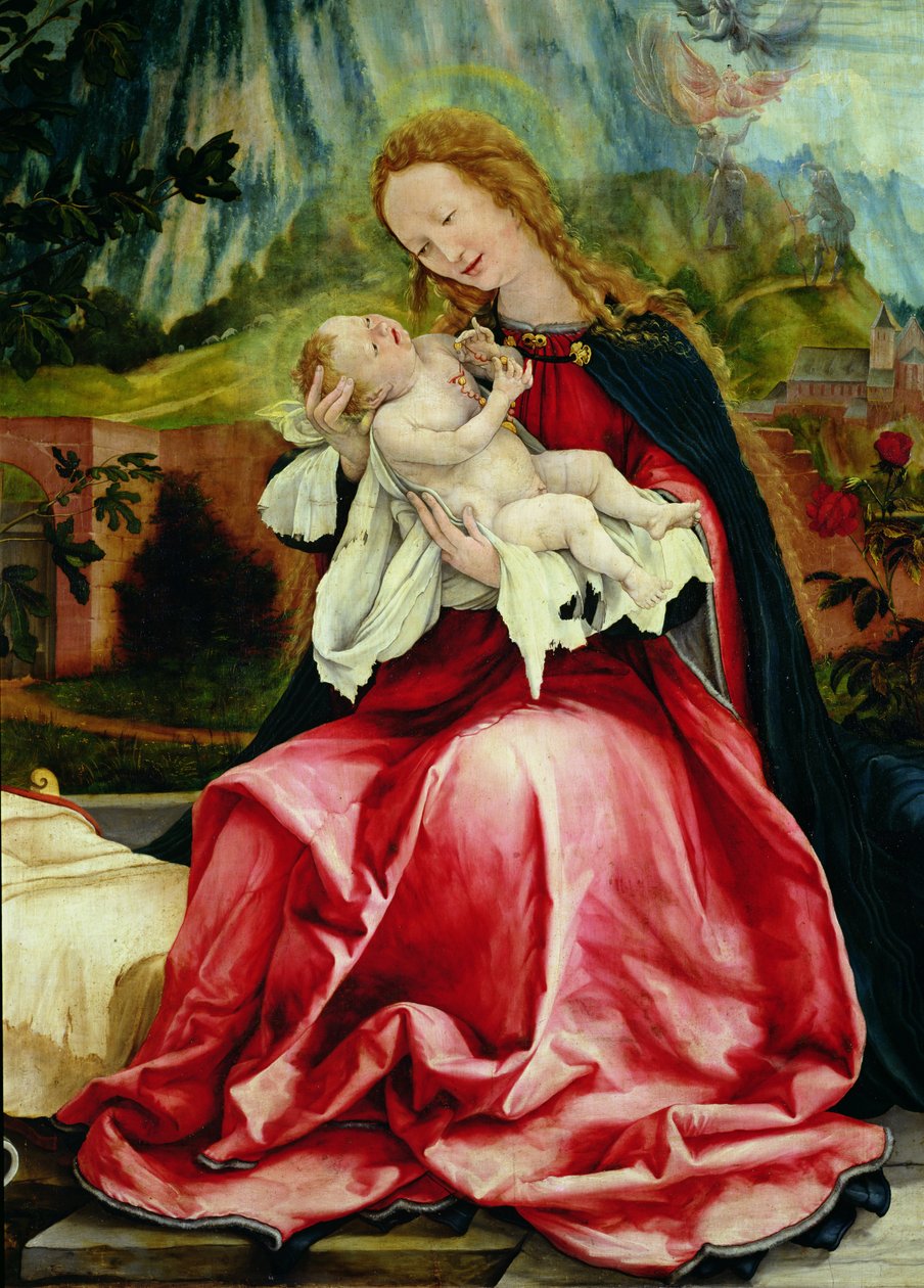 Jungfrun och barnet, från Isenheims altartavla, c.1512-16 av Matthias Grünewald