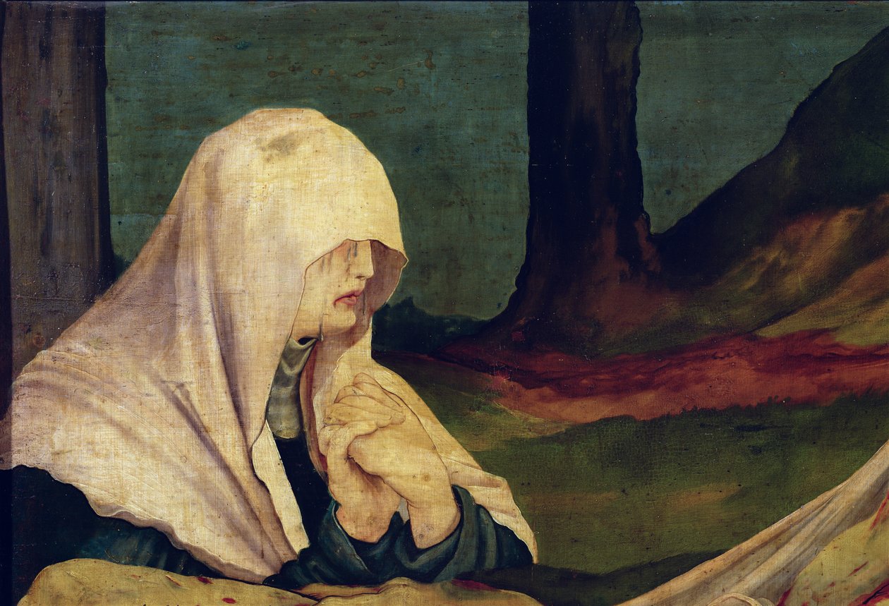 Jungfru vid gravläggningen från Isenheims altartavla, c.1512-16 av Matthias Grünewald